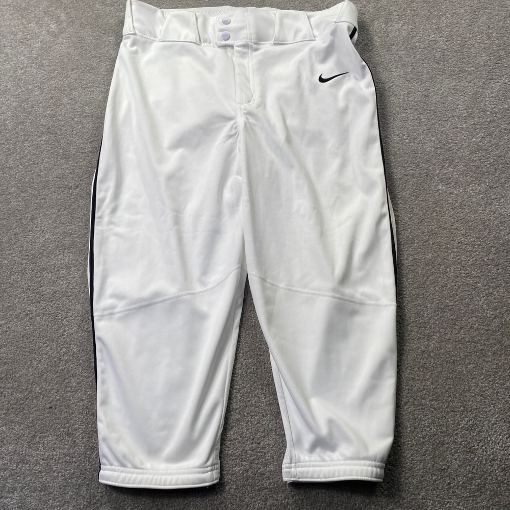 Nike Baseball Pants Mens Medium White Black Side Stripe BQ9021-106 NWT